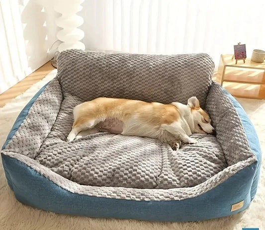 Plush Dog Sofa Bed | All-Season Comfort | M to XXL | Light Cyan