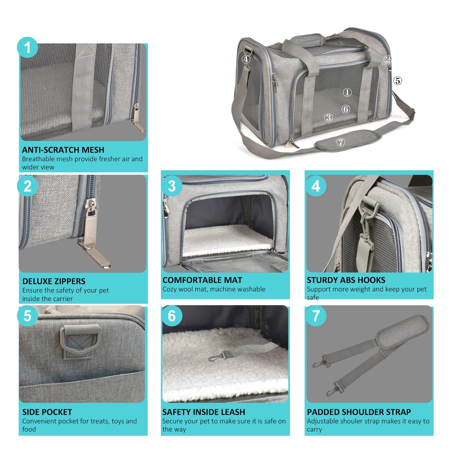Airline-Approved Dog Carrier Bag — Soft-Sided Backpack with Fleece Pad | M & L