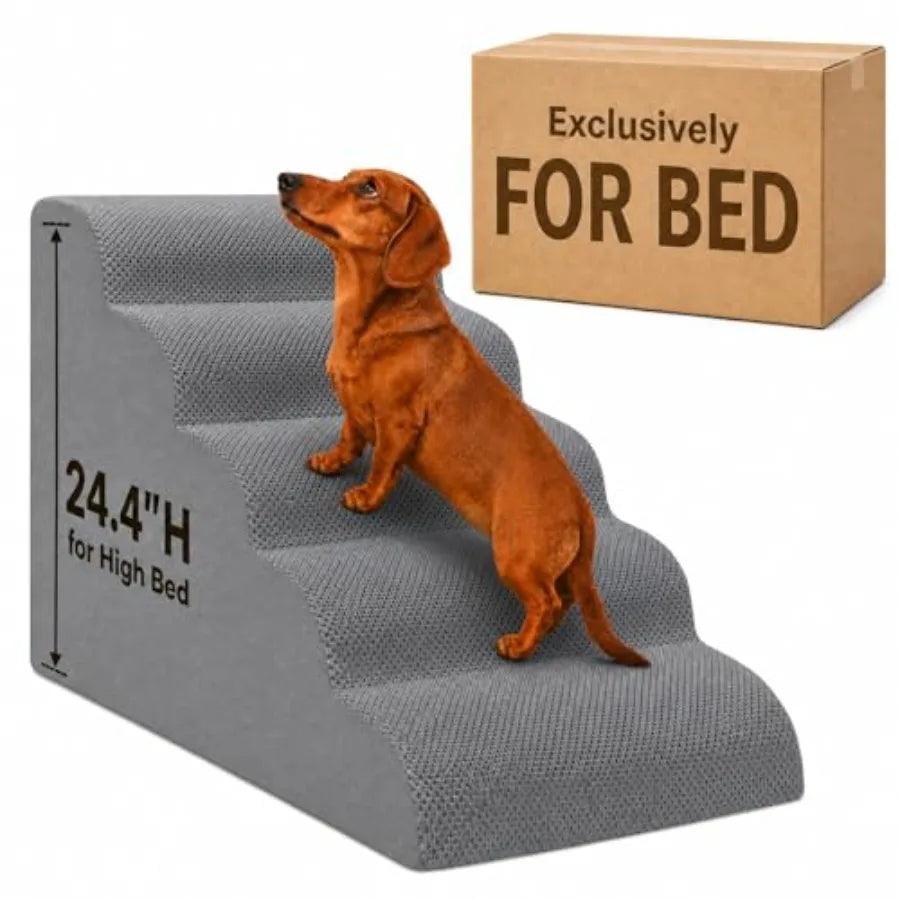 Curved Non-Slip Dog Ramp for High Beds | 24.4" Height | Small & Medium Dogs | Senior Dogs