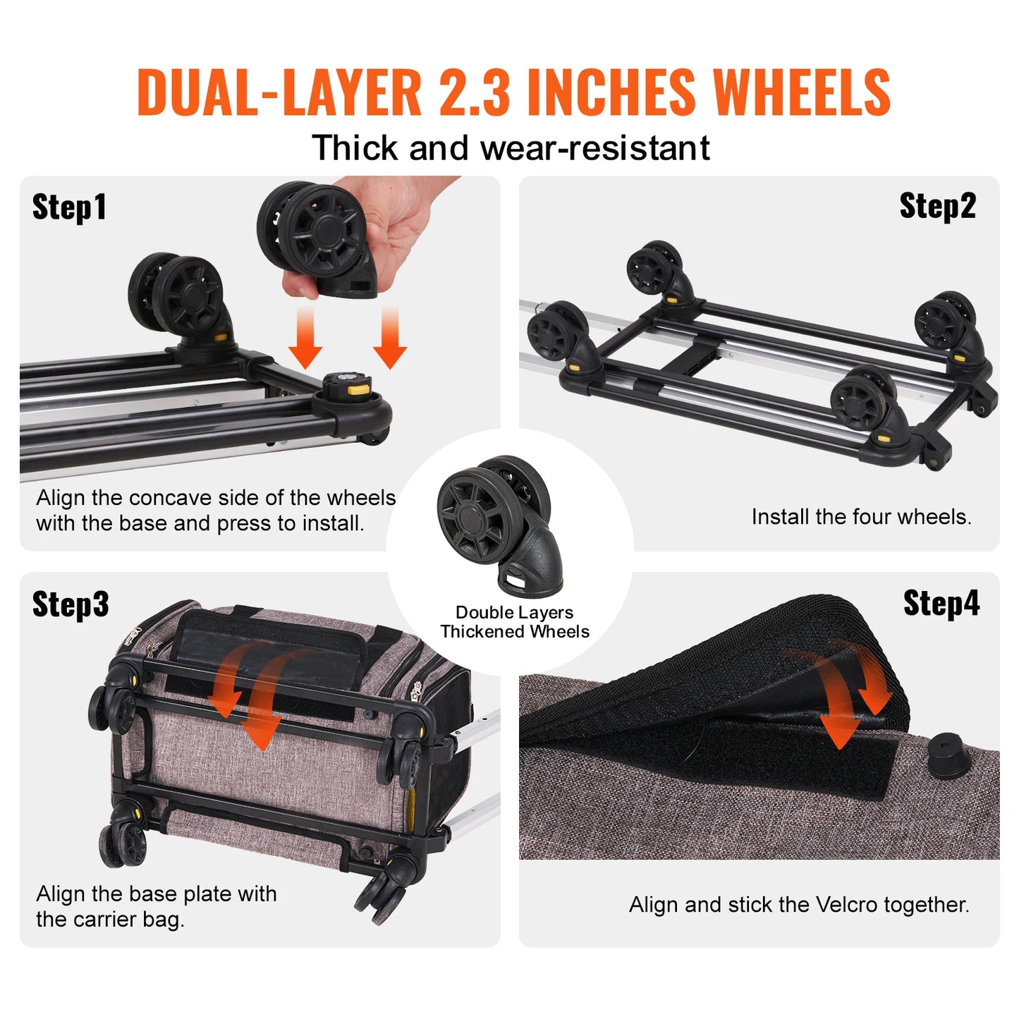 Rolling Dog Carrier Backpack | 4-Wheel Telescopic Handle | Airline-Compatible | Up to 35lbs