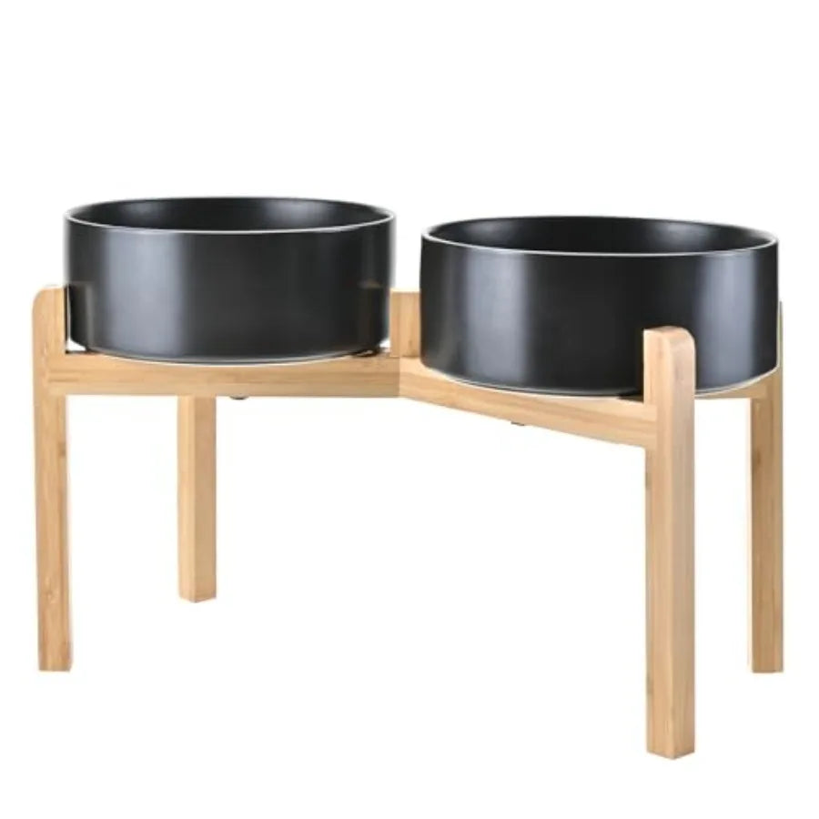 Elevated Ceramic Dog Bowl | Bamboo Stand | 6.1" Height | 3.6 Cup | 10 Designs