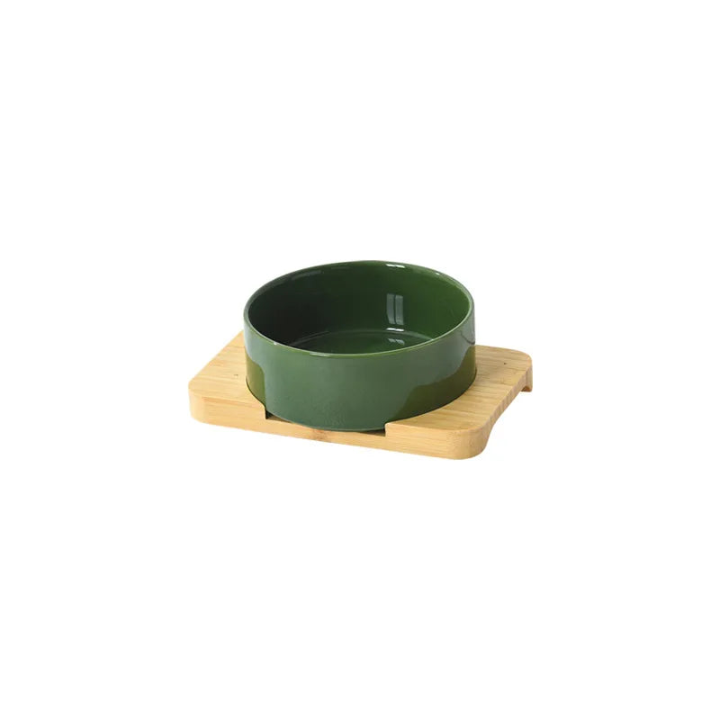 Ceramic Dog Bowl Set | Single, Double & Triple | Bamboo Stand | 6 Colors | 400ml & 850ml