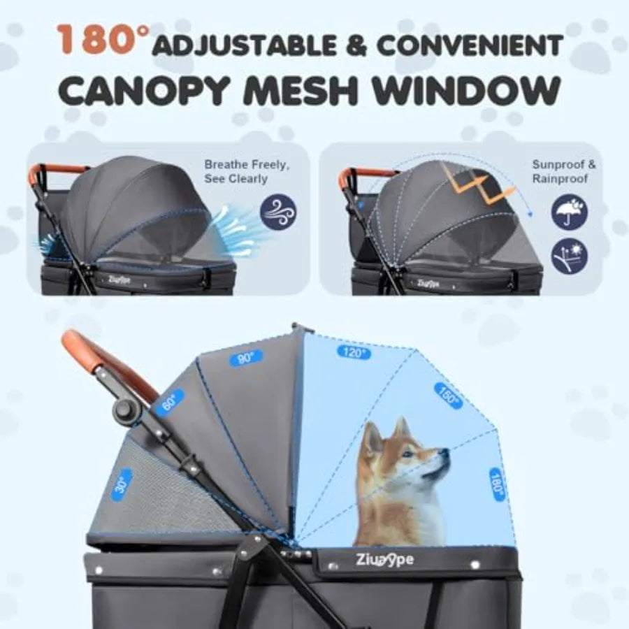 Extra Large Heavy-Duty Dog Stroller | Up to 132 lbs | Fits 2 Dogs | Large & Medium Dogs