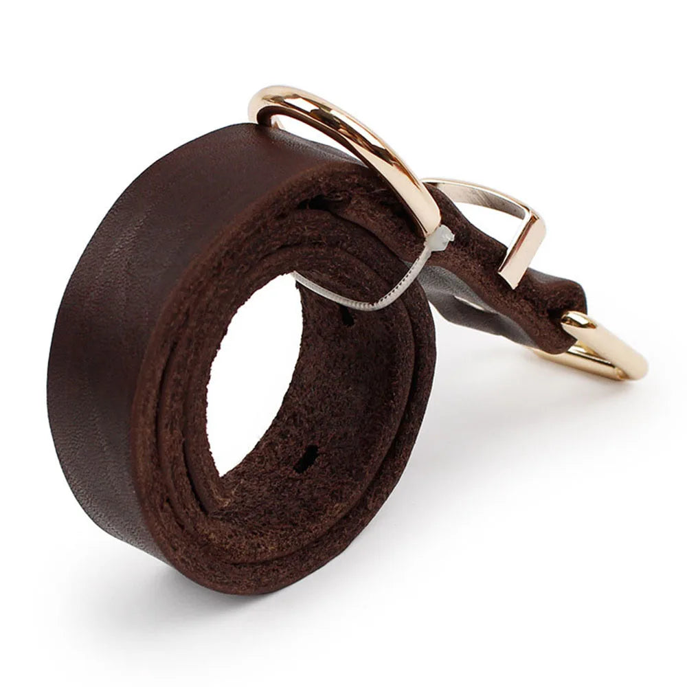 Brown Genuine Leather Dog Collar | Classic Style | Heavy Duty | Adjustable | Small to Large Breeds