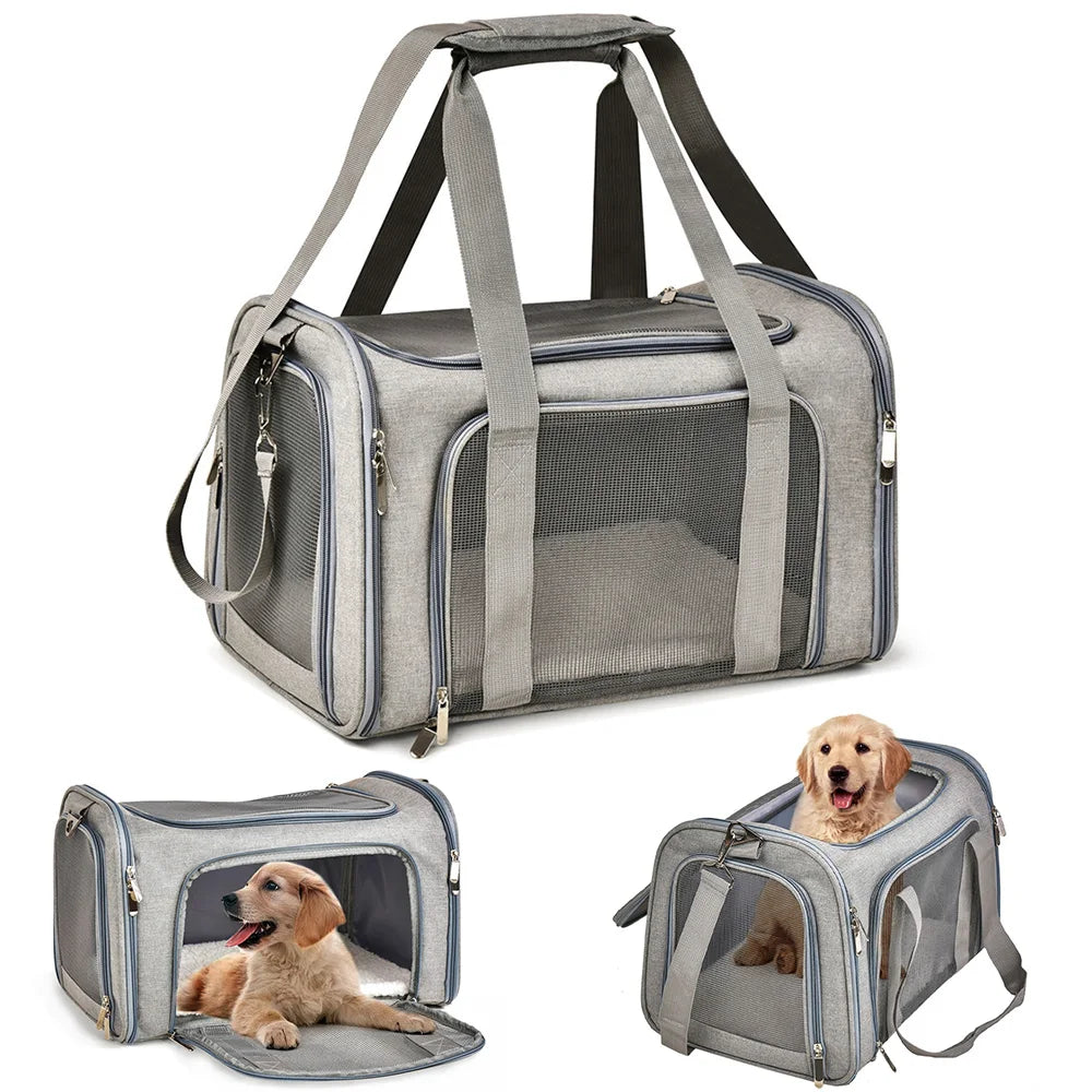 Airline-Approved Dog Carrier Bag — Soft-Sided Backpack with Fleece Pad | M & L
