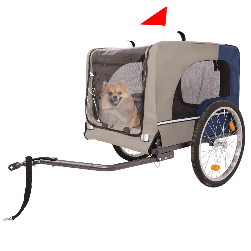 Dog Bike Trailer Pet Cart for Bicycle Easy Folding Quick Release Wheels Non-Slip Floor Internal Leash Small Medium Pets