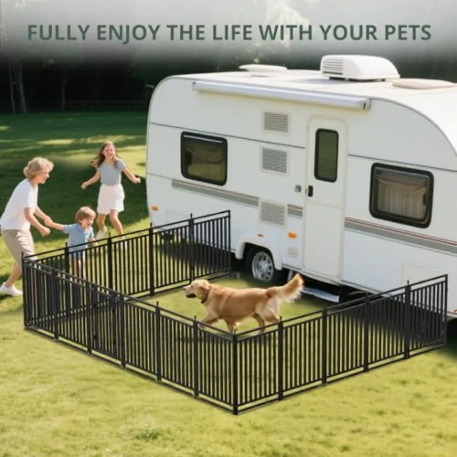 16-Panel Foldable Dog Playpen — 40" Height, Indoor & Outdoor | Black & Silver