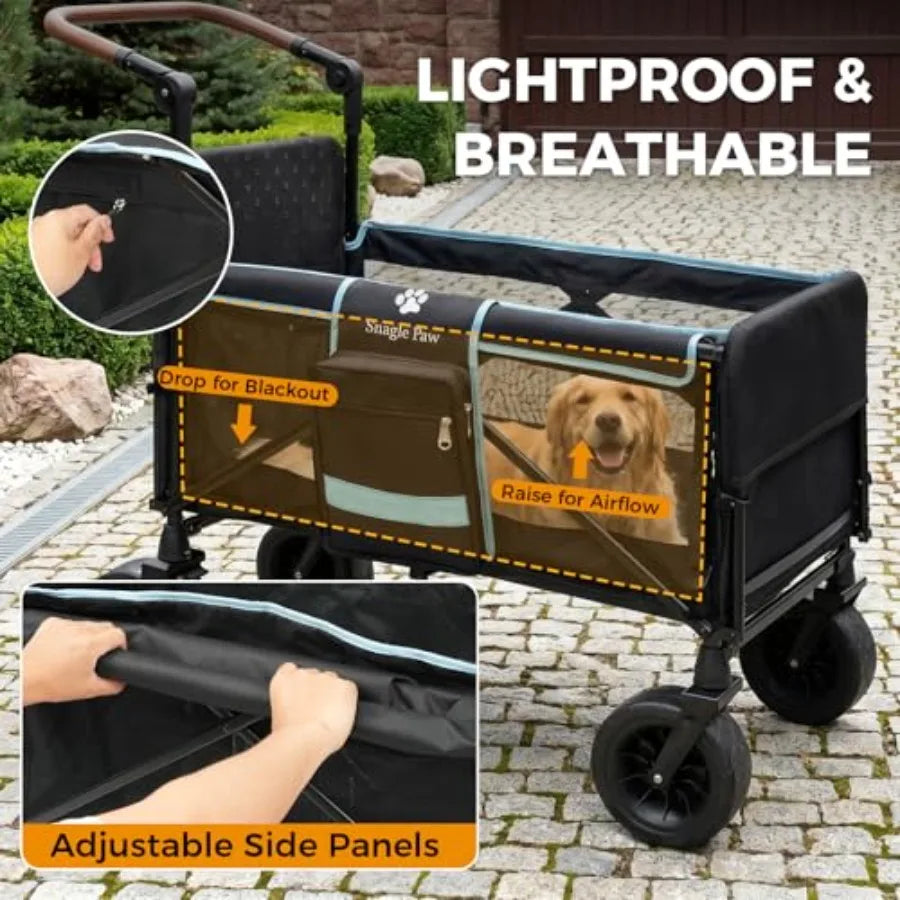 Extra Large Dog Stroller with Anti-Slip Ramp | Up to 100 lbs | Foldable All-Terrain