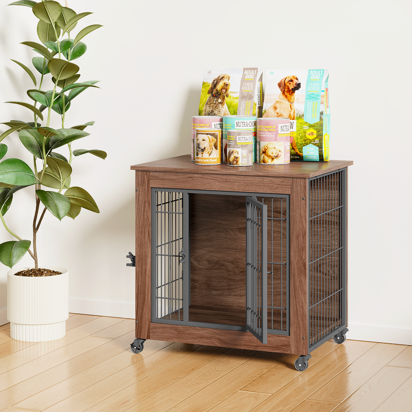 Dog Crate Furniture with Wheels