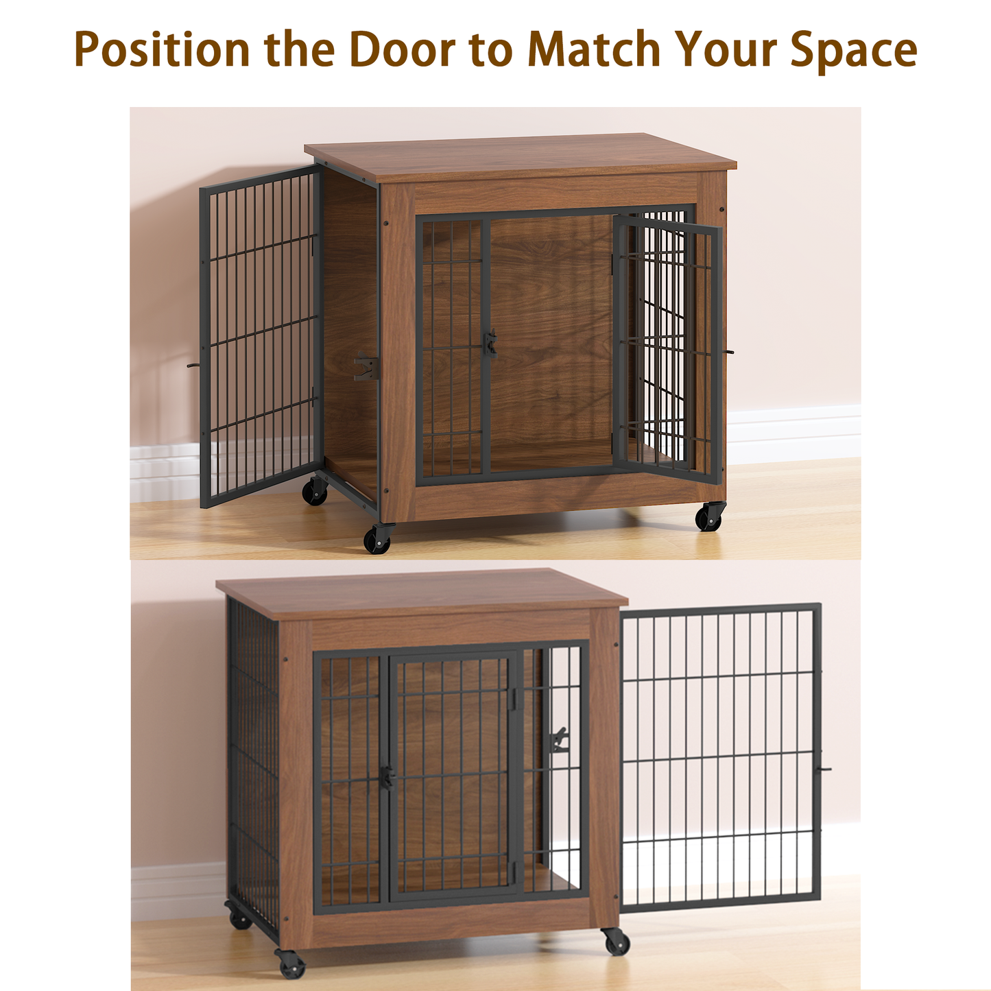 Dog Crate Furniture with Wheels