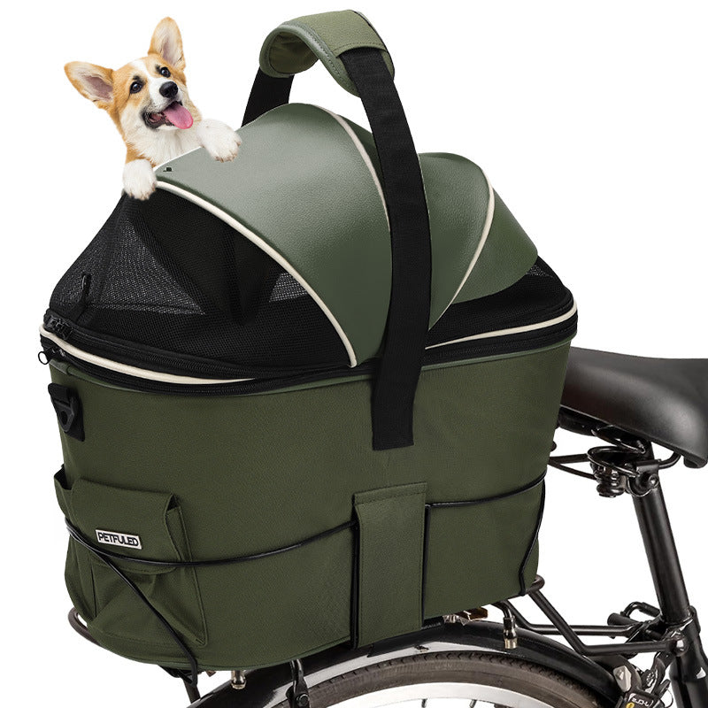 Rear-Mount Dog Bike Basket | Large Canvas Pet Carrier for Bicycles