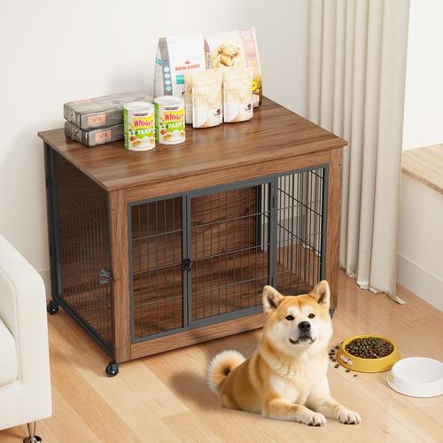 Dog Crate Furniture with Wheels