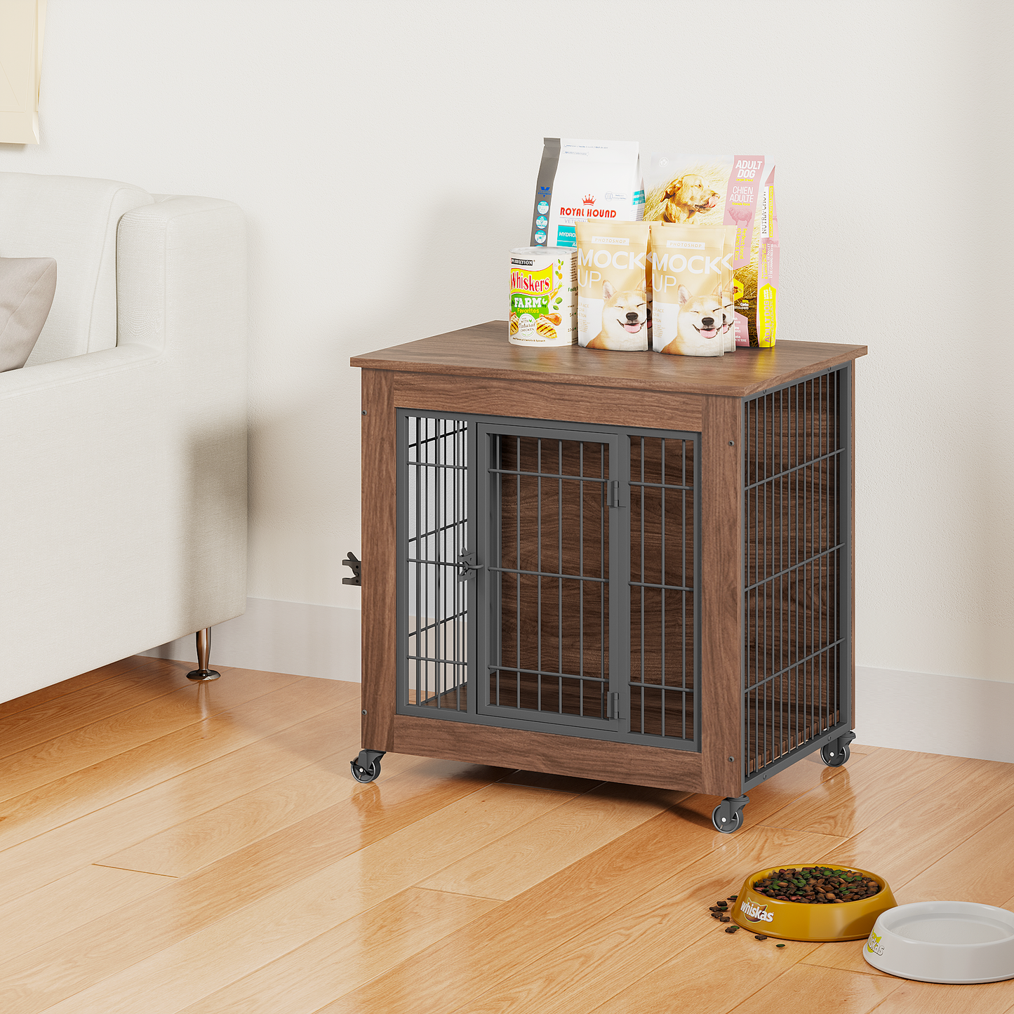 Dog Crate Furniture with Wheels