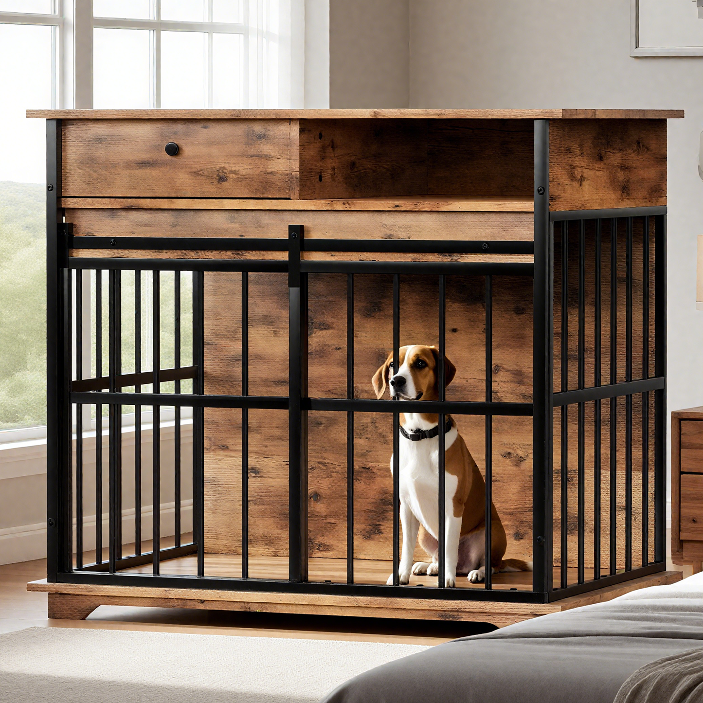 Modern Dog Crate Furniture with Storage