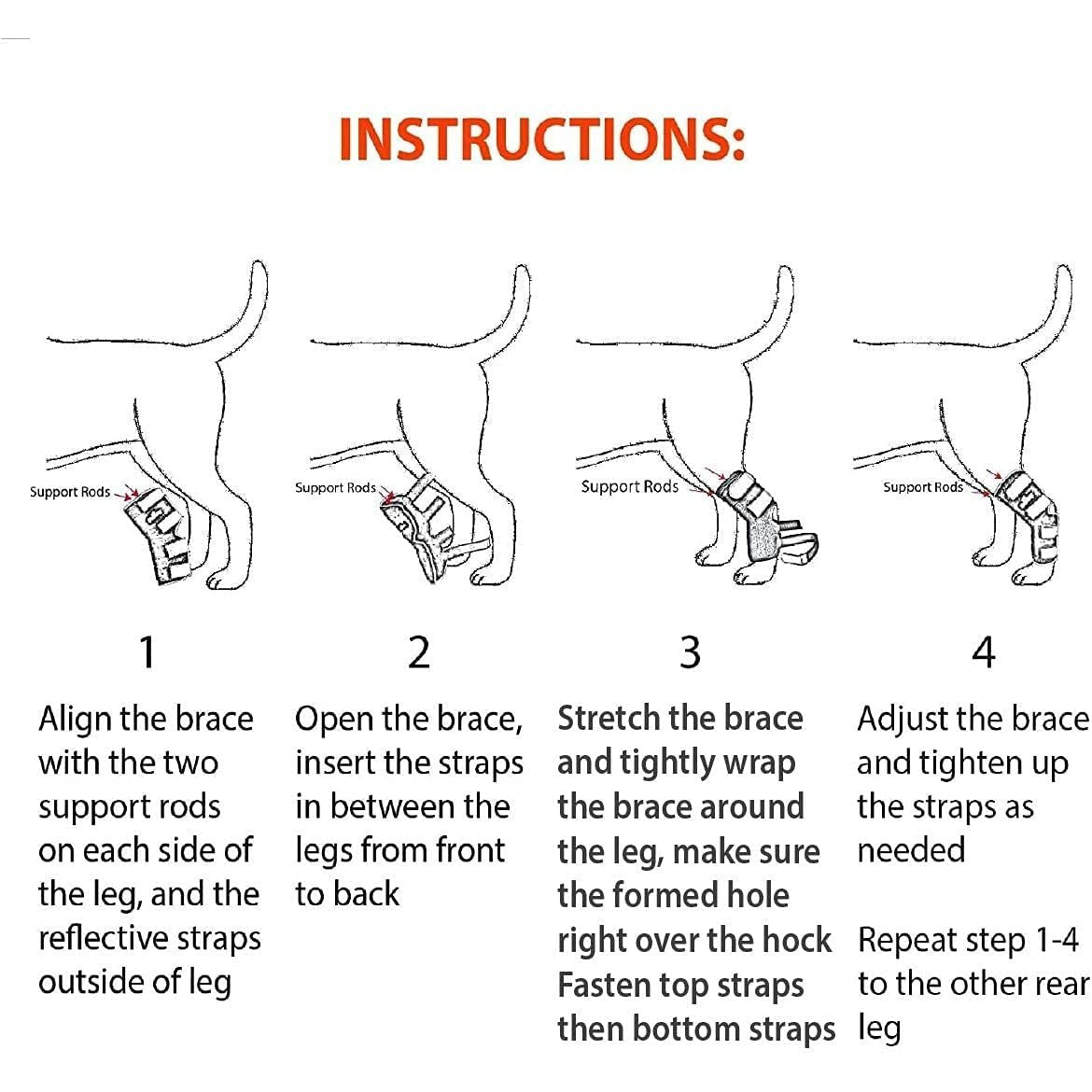 NeoAlly 3-in-1 Rear Leg Hock Brace | Rigid & Spring Inserts | Long Version | Pair